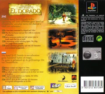 Gold and Glory - The Road to El Dorado (US) box cover back